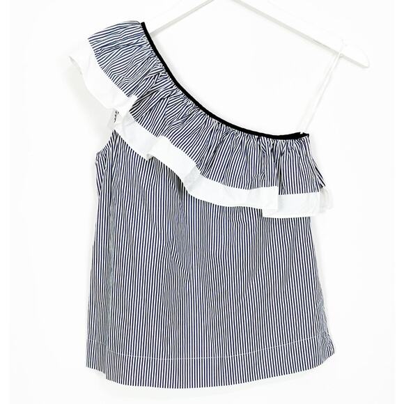 J. Crew Striped One Shoulder Top - Picture 2 of 6